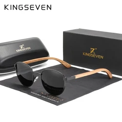 KINGSEVEN 2024 New Handmade Drilling Design Sunglasses Wood Men's Polarized Mirror Sun Glasses Male Fashion Shades UV400 Eyewear