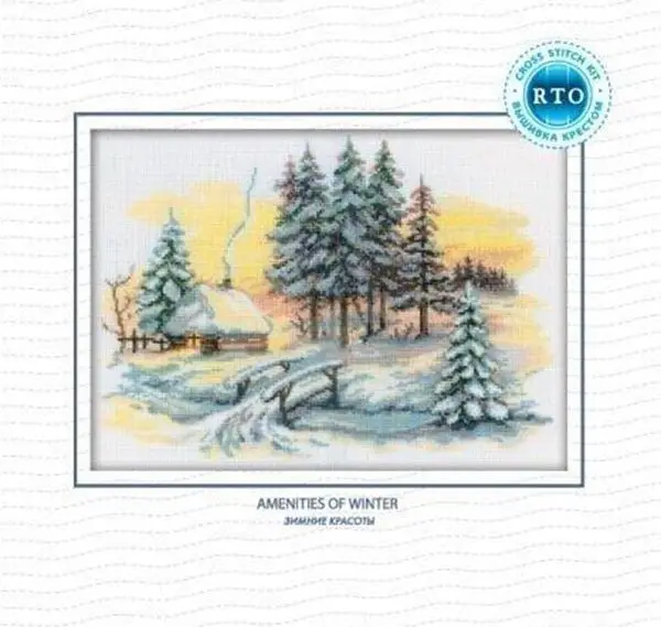 Cross Stitch Kit RTO M196 Winter Mountain Lodge 43-34 28ct 32ct 14ct Metallic fabric  Cloth hand Embroidery Material Kit