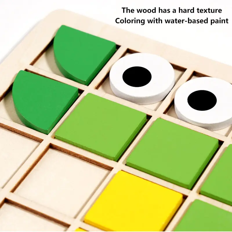 3d Montessori Geometry Jigsaw Tangram Mosaic Puzzle Sensory Game Early Education Shape Color Wooden Board Toy Gift For Kids