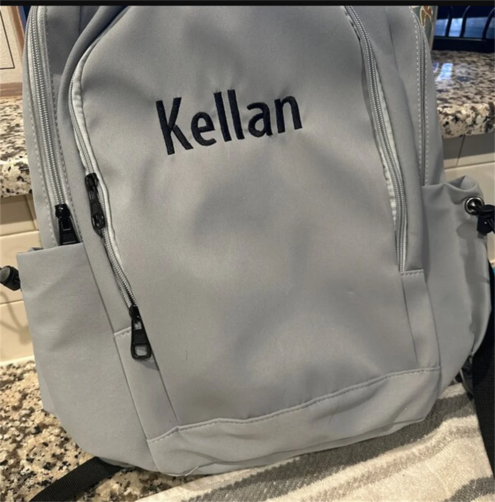 Ransel siswa sekolah menengah, ransel sederhana dipersonalisasi, bordir nama anak laki-laki dan perempuan bepergian, hadiah kustom, tas nilon