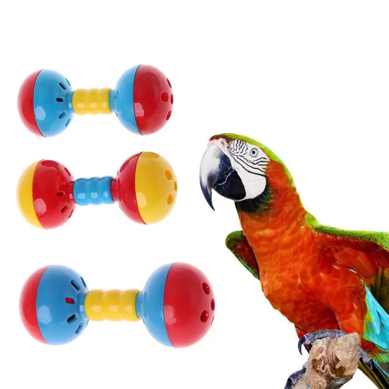 Bird  Colorful Plastics Interactive Dual Balls Parrot Toy for African Greys Cockatoo Small Medium Parrots Y5GB