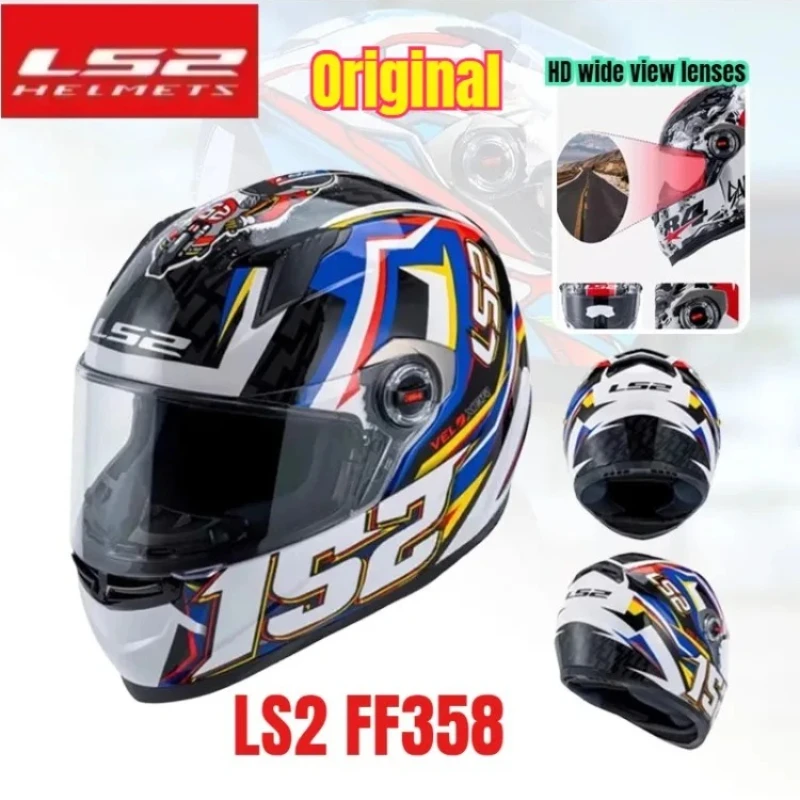 

Original LS2 FF358 Motorcycle Helmet Gloss Black White Capacete De Moto Capacete LS2 Ff 358 for Honda Cascocascospara Moto Шлем