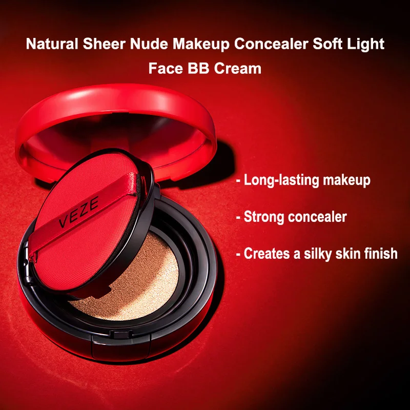 

Red Air Cushion Foundation BB CC Cream 2 color Natural Whitening Makeup Waterproof Concealer Brighten Base Tone Face Cosmetics