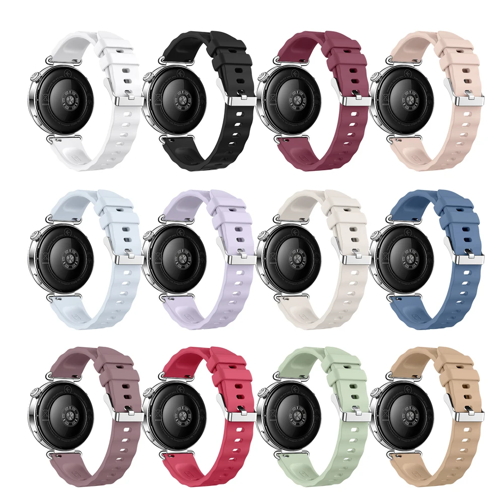 18 مللي متر مشبك فضي حزام سيليكون مناسب لساعة هواوي GT 6 Pro/5 Pro 42 مللي متر حزام بديل لساعة GT 5/4 41 مللي متر