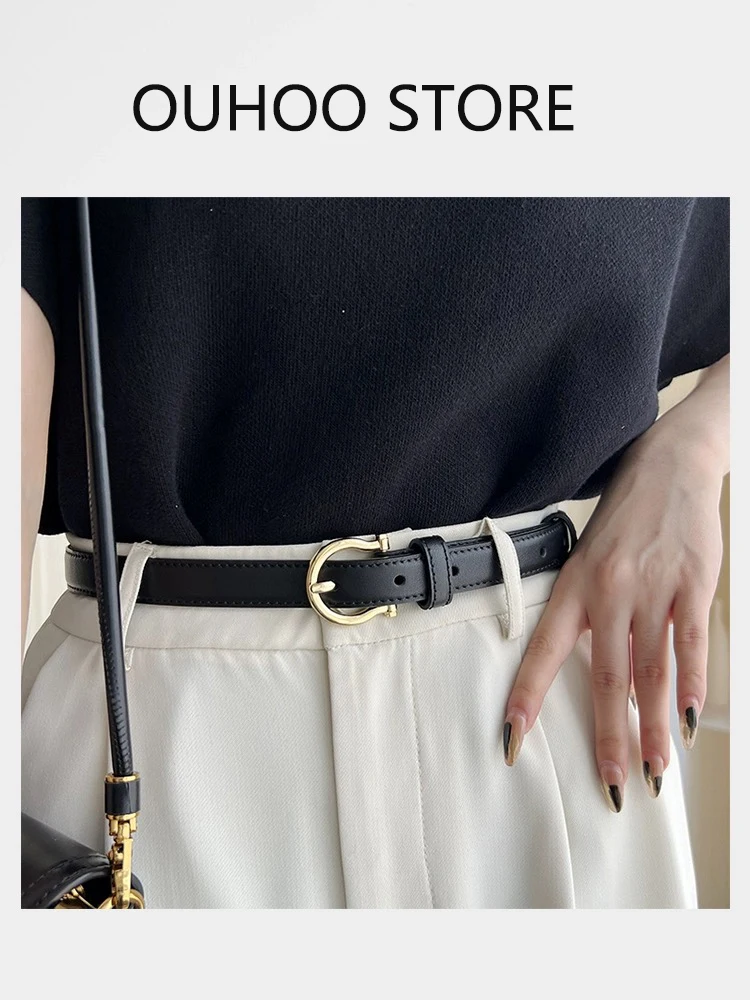 

Luxury Women Belt Genuine Leather Belts Simple Gold Buckle Belt Girls Dress Jean Pants Waistband for Lady Luxury Designer Brand