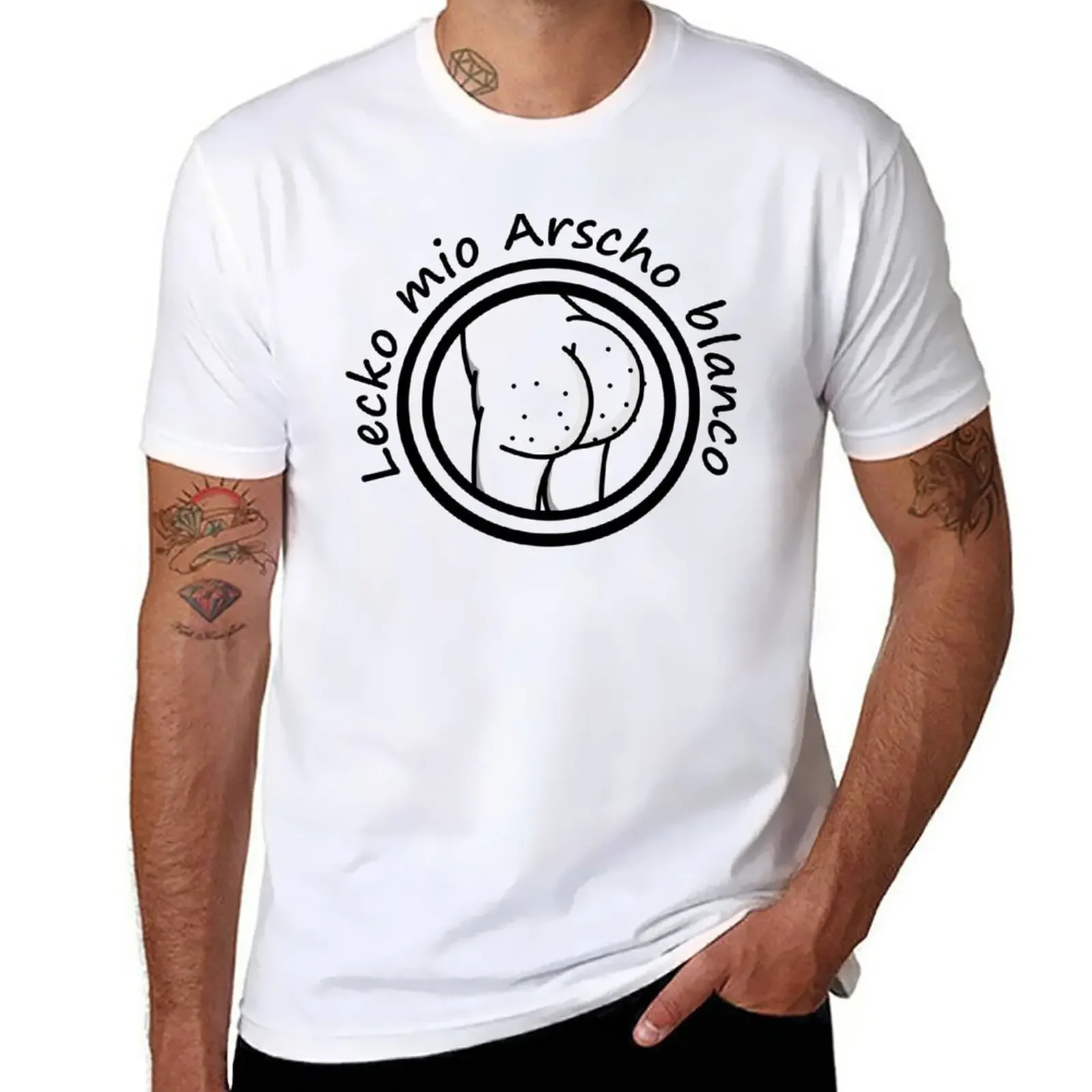 

Lecko mio Arscho blanco T-Shirt plus sizes summer tops big and tall t shirts for men