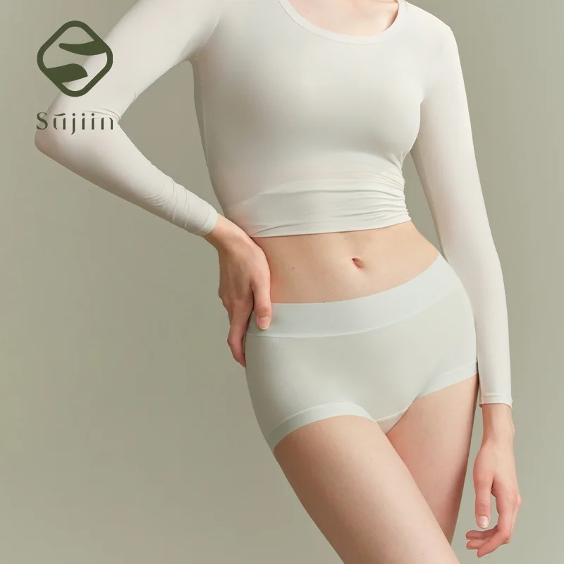 SUJIIN 3Pcs/Lot Seamless Cotton Crotch Panties Women 2025 Mid Waist Invisibles Brief 10A Antibacterial Breathable Underwear N229