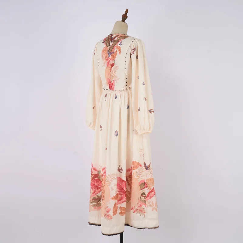  Floral Print Lantern Sve ort Top Skirt Set French Sle Polyester Fabric Fly Sve Gathered Hemline Ladies Dr