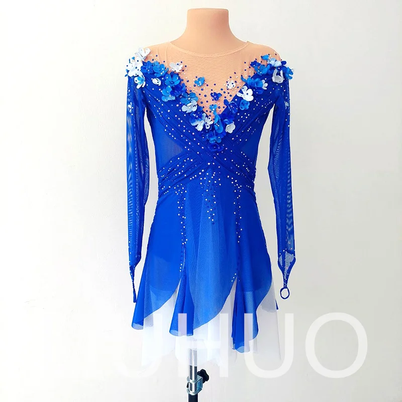 LIUHUO Ice Figure Skating Dress Girls Pink Gradient Women Teens Stretchy Spandex Competition Wholesale