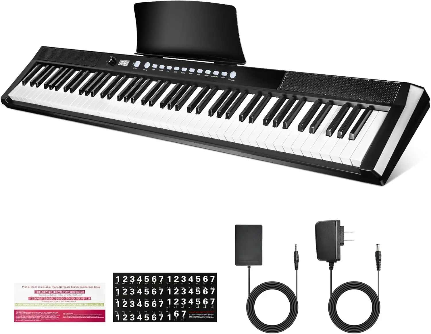 

Keyboard Piano 88 Key, Digital Piano Full Size Semi Weighted with 2 Speakers, Electric Piano Keyboard for Beginners, Musi