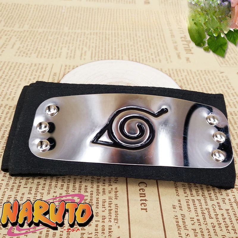 Diadema de Naruto para Cosplay, figuras de acción de Anime, Uzumaki Uchiha, Protector de frente de Metal chapado en oro, juguetes para fiesta de