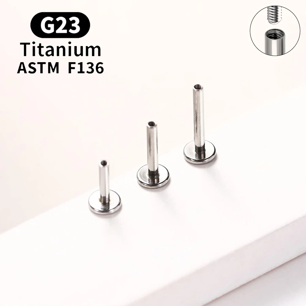 10PCS G23 Titanium Piercing Internally Threaded Stud Earrings Rod Base 16G For Labret Lip Ear Body Piercing Jewelry Accessories