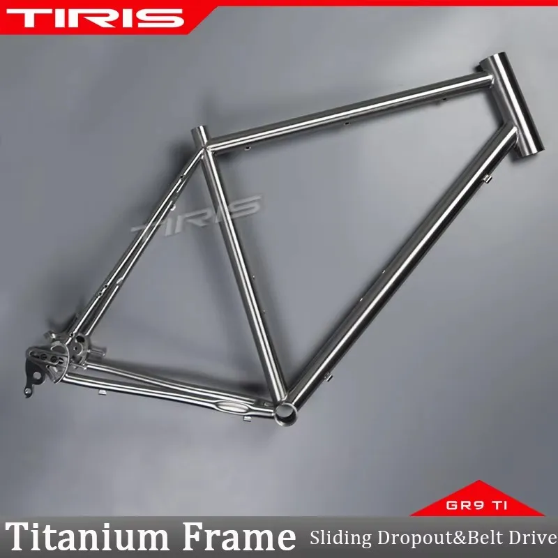 TIRIS-CRR8 Titanium Gravel Bike Frame, Sliding Dropout Gates, Belts Drive, Bicycle Framework, 700C 29 'Parts