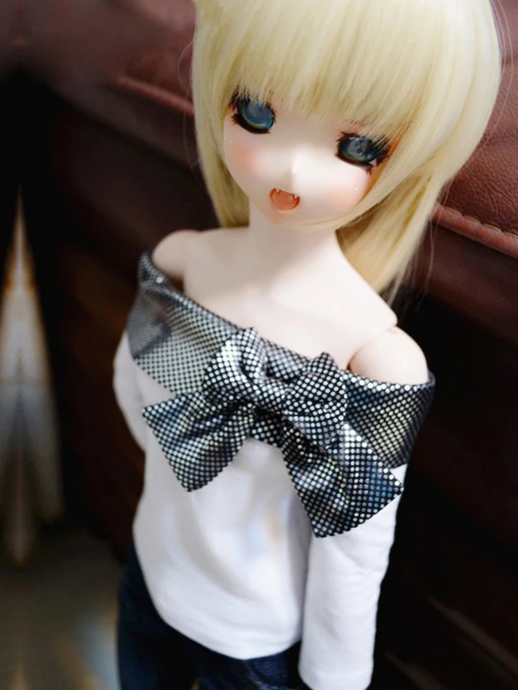 G10-093 children toy bjd sd 1/3 msd 1/4 1/6 doll's props Accessoriess clothes Bow tie long sleeve T-shirt 1 pcs