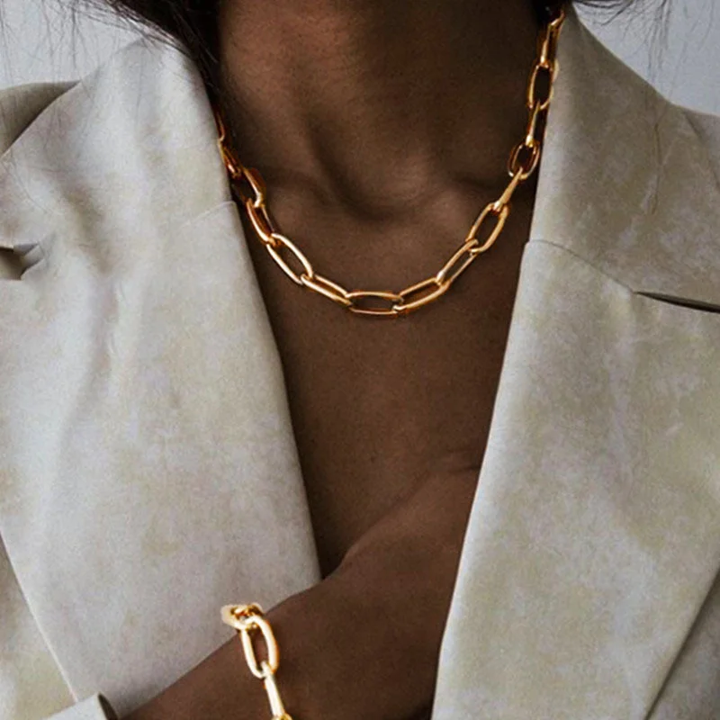 Popular Stainless Steel Thick Chain Necklaces Necklaces for Women Punk Minimalist Metallic Men Choker Necklace Party Jewelry