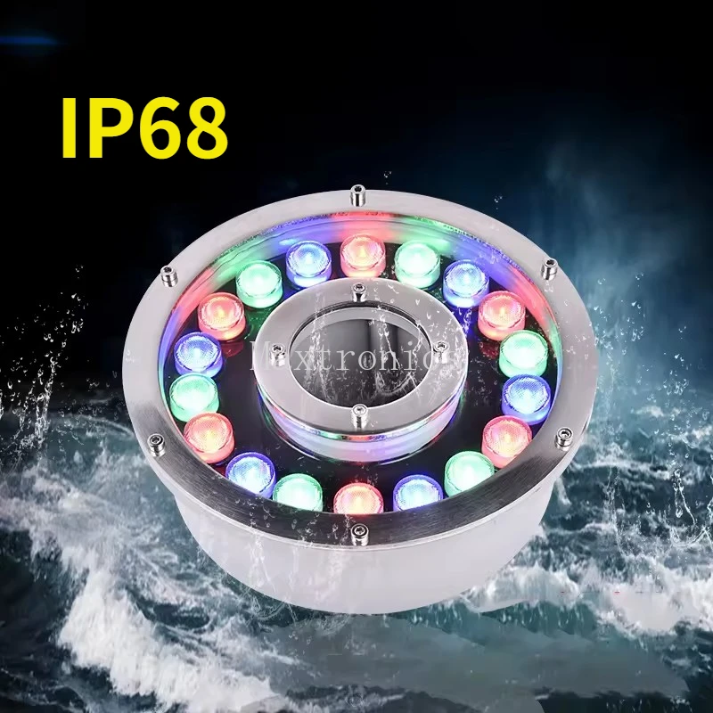 ضوء RGB LED تحت الماء مع جهاز تحكم عن بعد ، IP68 مقاوم للماء ، مصباح إضاءة للحديقة ، ديكور إضاءة النافورة ، 12 فولت ، 24 فولت