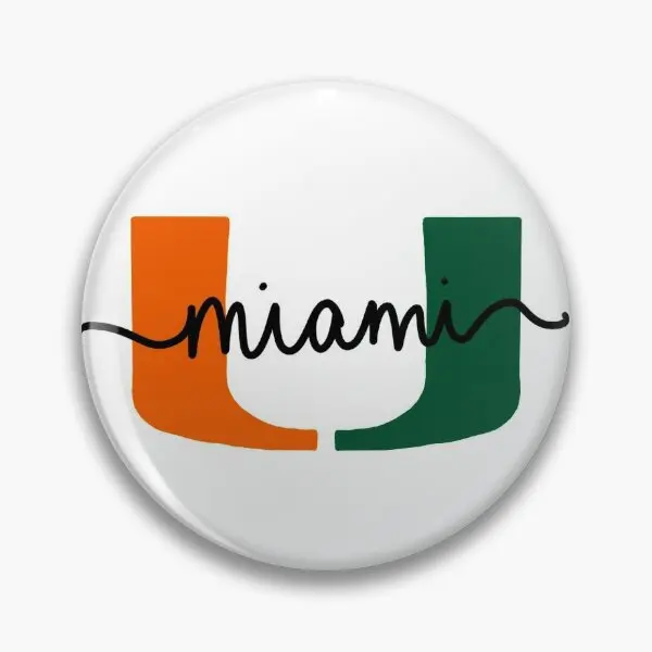 University Of Miami  Soft Button Pin Women Collar Clothes Lapel Pin Metal Jewelry Cute Funny Hat Brooch Badge Creative Fashion