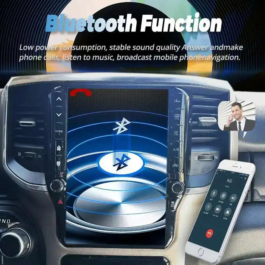 11.6 Inch Touch Screen Android 14 Car Radio Wireless Carplay Android Auto GPS Car Stereo Head Unit For Dodge Ram 2019-2023