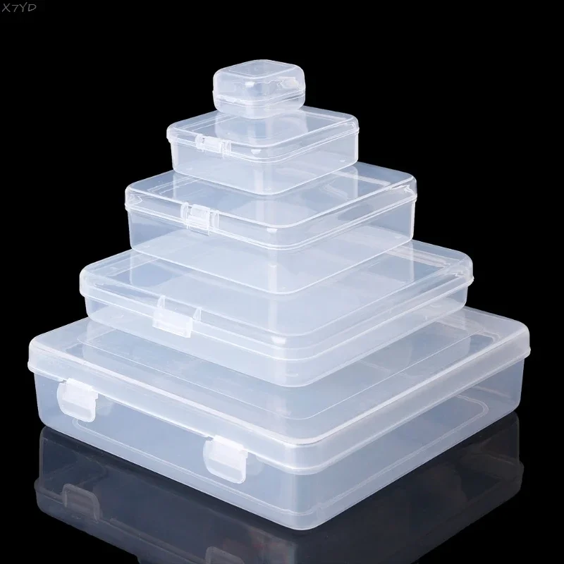 Square Transparent Plastic Jewelry Storage Boxes Beads Crafts Case Containers