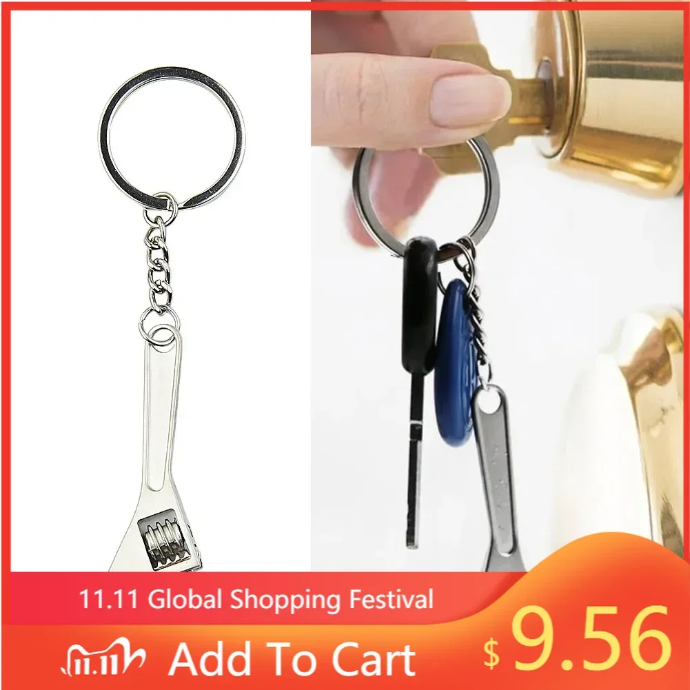 

1pcs Car Metal Wrench Style Key Chain Interior Accessories Silver Keychain Car Key Decorative Parts Keychain ﻿