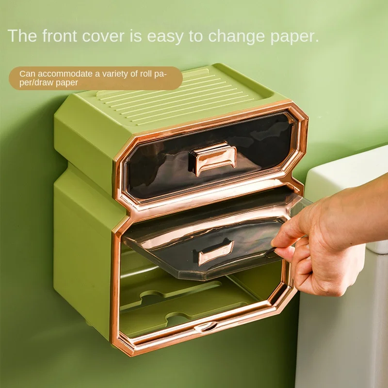 Washroom Toilet Paper Holder Box Multifunctional for Rolls & Facial Tissues & Wet Wipes (Detachable Reel) Wall Mount Bathroom