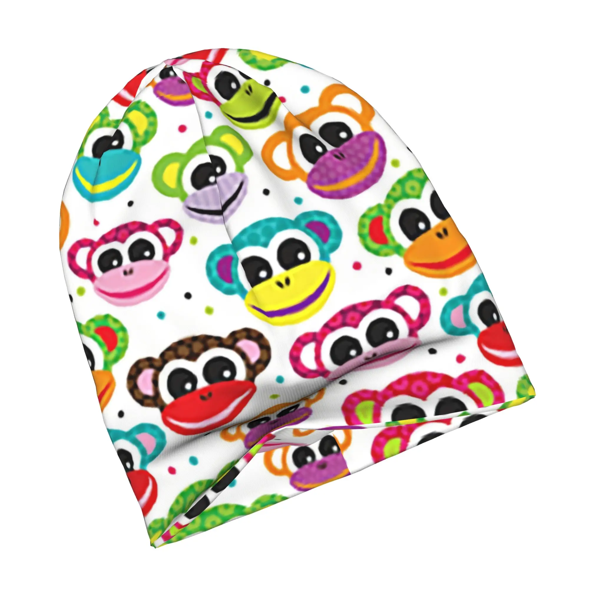 Funny  Colourful Monkey Printed Skullies Beanies Caps For Men Women Unisex Hip Hop Winter Warm Knit Hat Adult Lovely Bonnet Hats