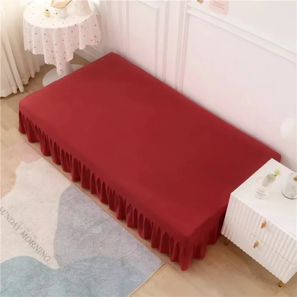 Stretch Velvet Sofa Bed Cover Armless Thick Plush Sofa Cover with Skirt Sofa Covers Seat Furniture Couch Cover for Living Room