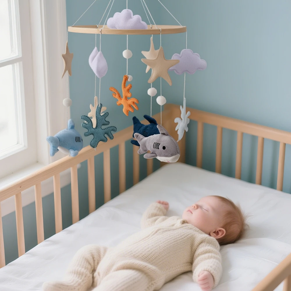 Baby Wooden Bedbell Bracket 0-12 Months Bed Bell Bracket Wooden Mobile Newborn Crochet Bed Bell Hanging Toys Newbaby Rattle Toys