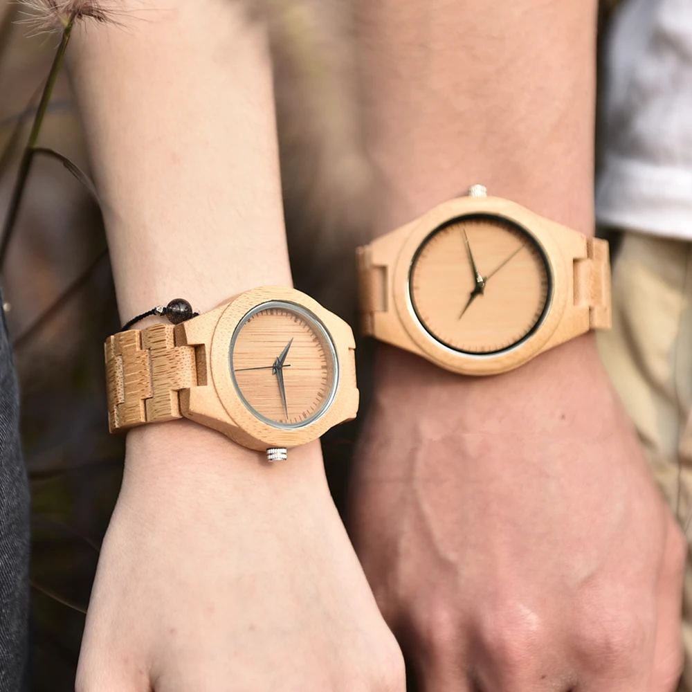 BOBO BIRD Bamboo Watch Men Women Quartz Wristwatches Casual Couple Wood Watches Clock Timepieces Anniversary Gift For Him Custom