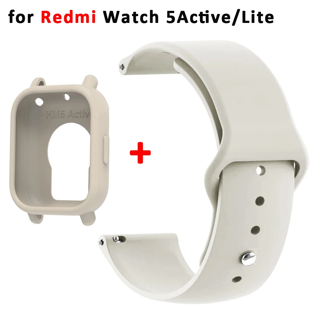 22 mm Silikonarmband für Redmi Watch 5 Active, Armband mit weichem Gehäuseschutz, Zubehör, Redmi Watch 5 Lite, Armband