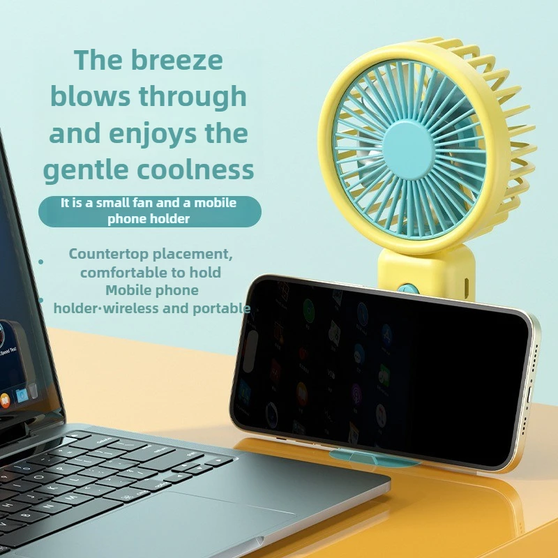 مروحة صيفية صغيرة محمولة باليد، مروحة كرتونية لطيفة لسطح المكتب للطلاب، شحن USB، أنماط متعددة وألوان كتم الصوت