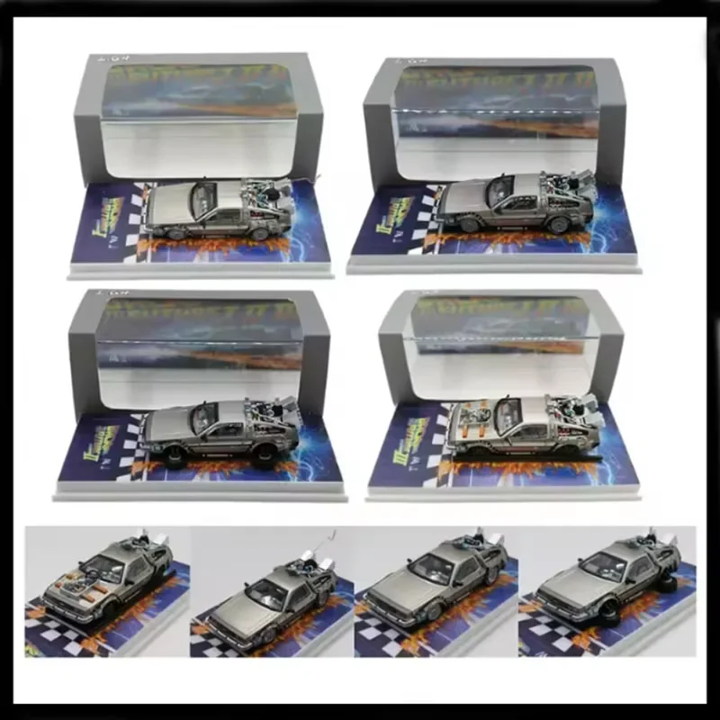 

MJ 1:64 Back To The Future Time Machine DMC-12 delorean Diecast Alloy Model Car Metal Toy Car Toy Gift Collection For Kid