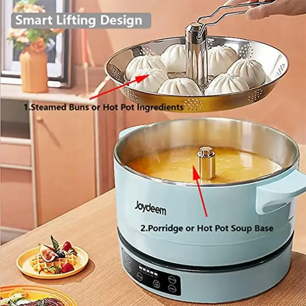 Electric Hot Pot Steamer 4L 1500W Low Carb Rice Cooker Food Grade Stainless Steel Auto Lift Shabu   JD-DHG4A Porridge