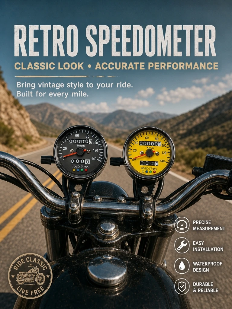 Motorcycle Speedometer Gauge 120km/h Dual Odometer 4 Indicator Lights Retro CG125 Modified Kilometer Meter，2color