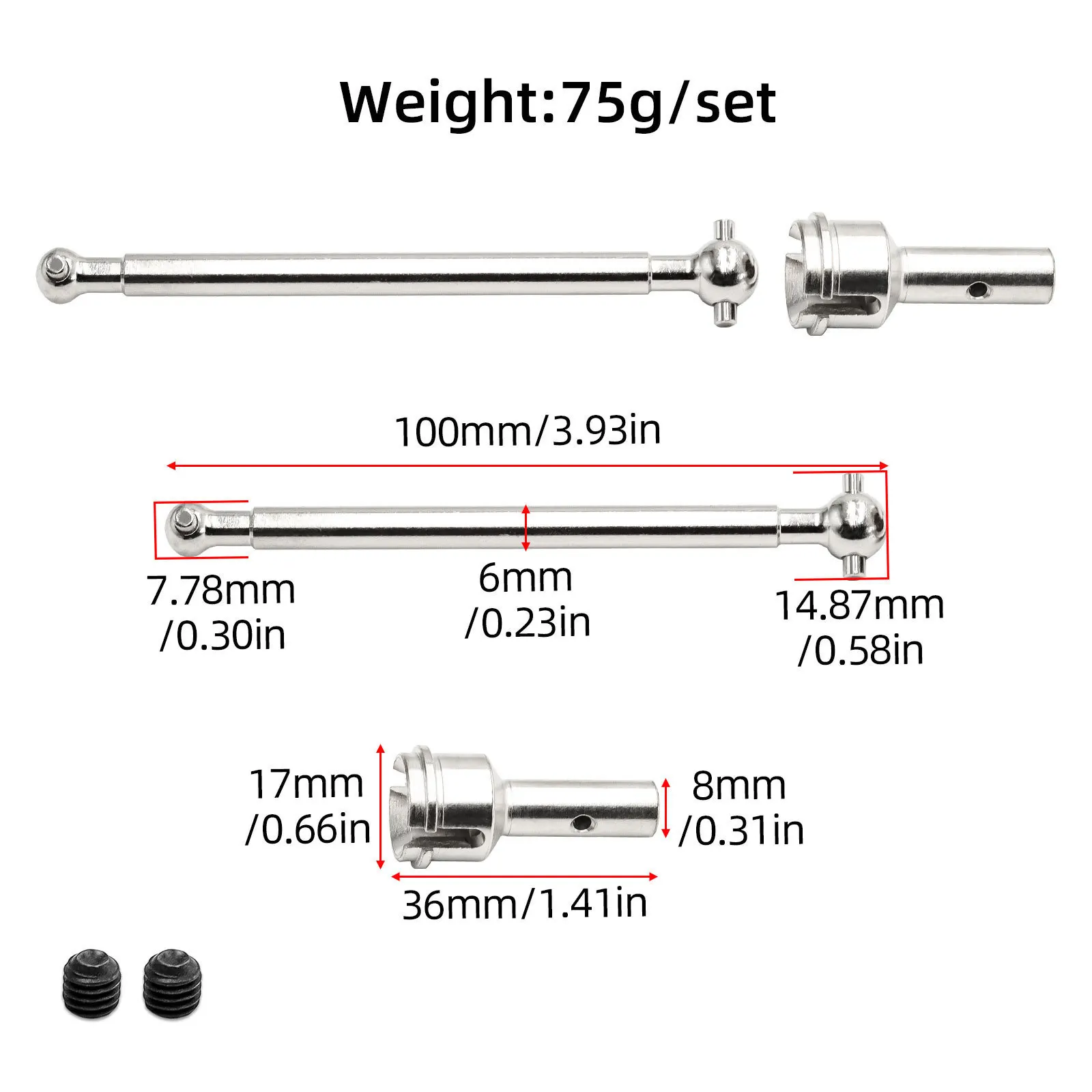 1Set Steel Metal Front Rear Drive Shaft CVD Driveshaft for Arrma 1/7 LIMITLESS INFRACTION 6S BLX 1/8 TYPHON 6S BLX Upgrade Parts