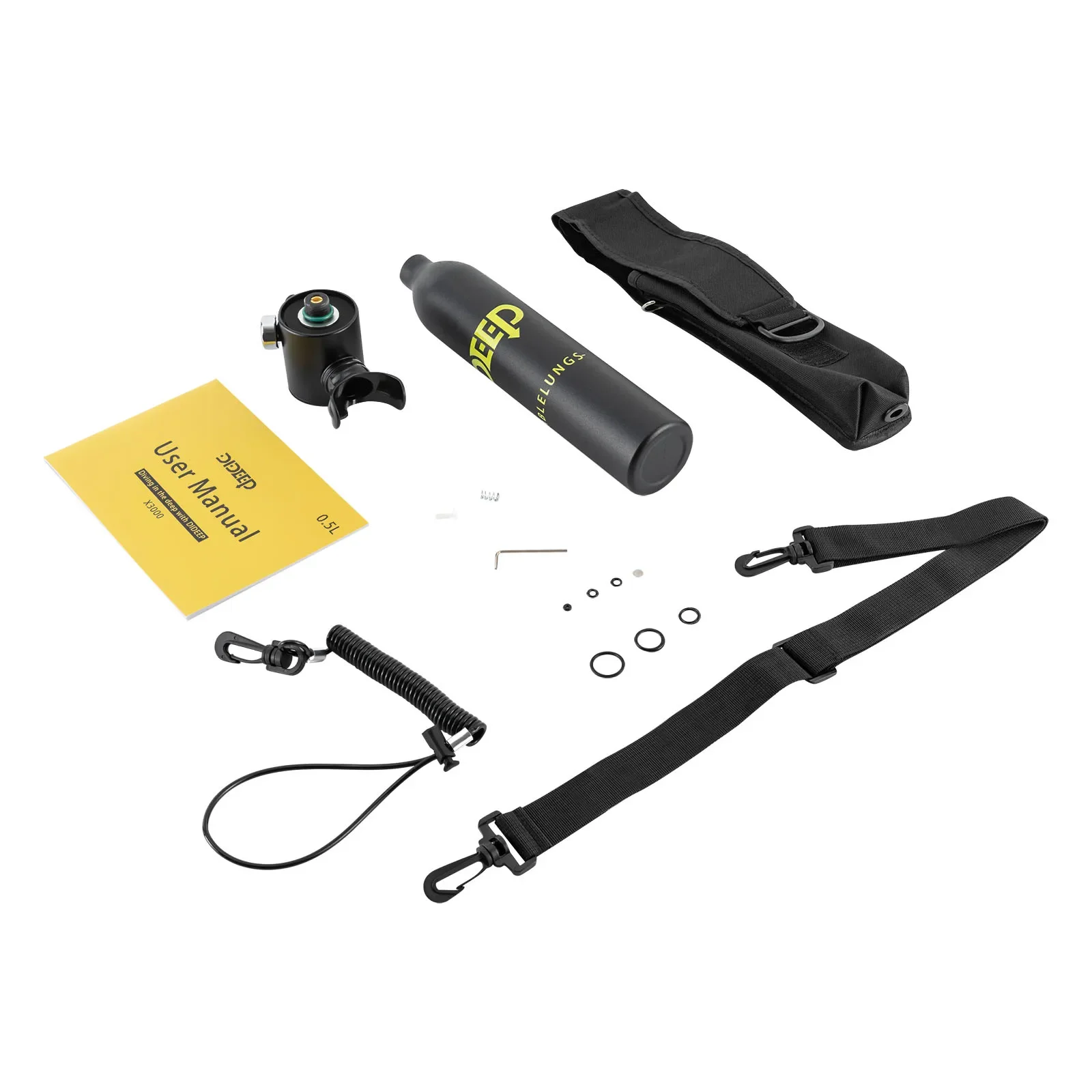 500ml mini tanque de mergulho 0-300bar equipamento de mergulho cilindro de respiração subaquática tanque de oxigênio 5-10 minutos tempo de uso