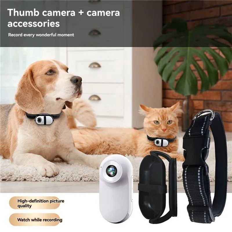 T24C Pet Collar Camera Pet Sport Camera USB Rechargeable LCD Display HD 1080P Support Video And Photo Function Black