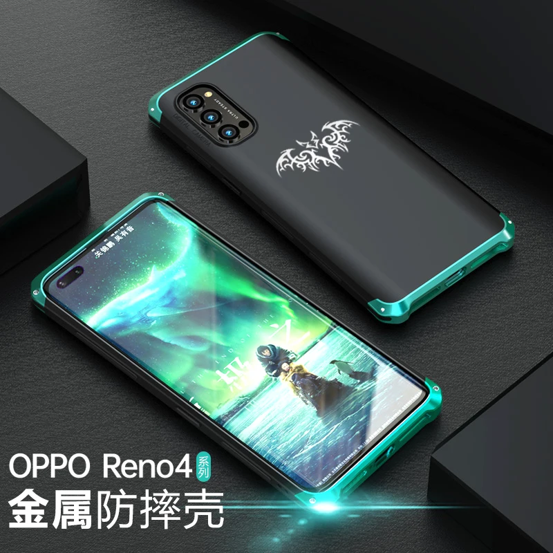 Luxury Shockproof Metal Case For Oppo Reno 5 4 Pro Plus Thin Hard Aluminium Hybrid Pc Case Back Cover Oppo Reno4 Reno5 Reno3 Pro