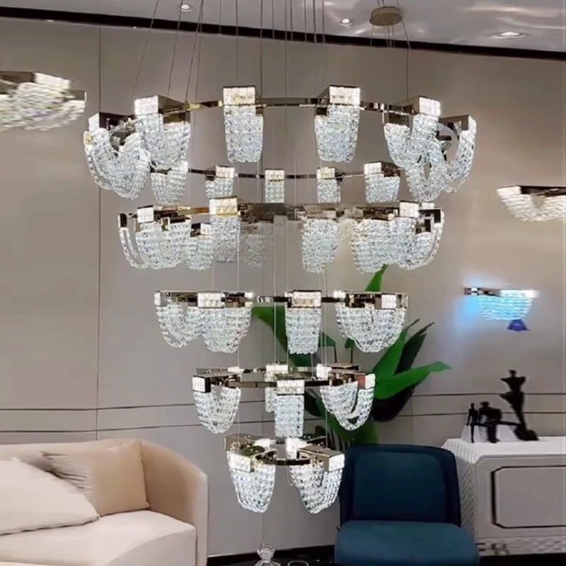 

Villa duplex floor chandelier loft staircase crystal chandelier