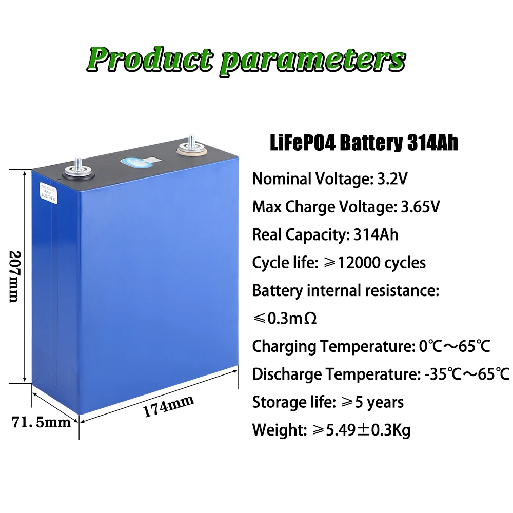 خلايا بطارية LiFePO4 من الدرجة الأولى 3.2 فولت 314 أمبير/340 أمبير في الساعة 12000 + دورات رمز الاستجابة السريعة الأصلي قابل للتكيف معفاة من الضرائب في الاتحاد الأوروبي/الولايات المتحدة الأمريكية #2