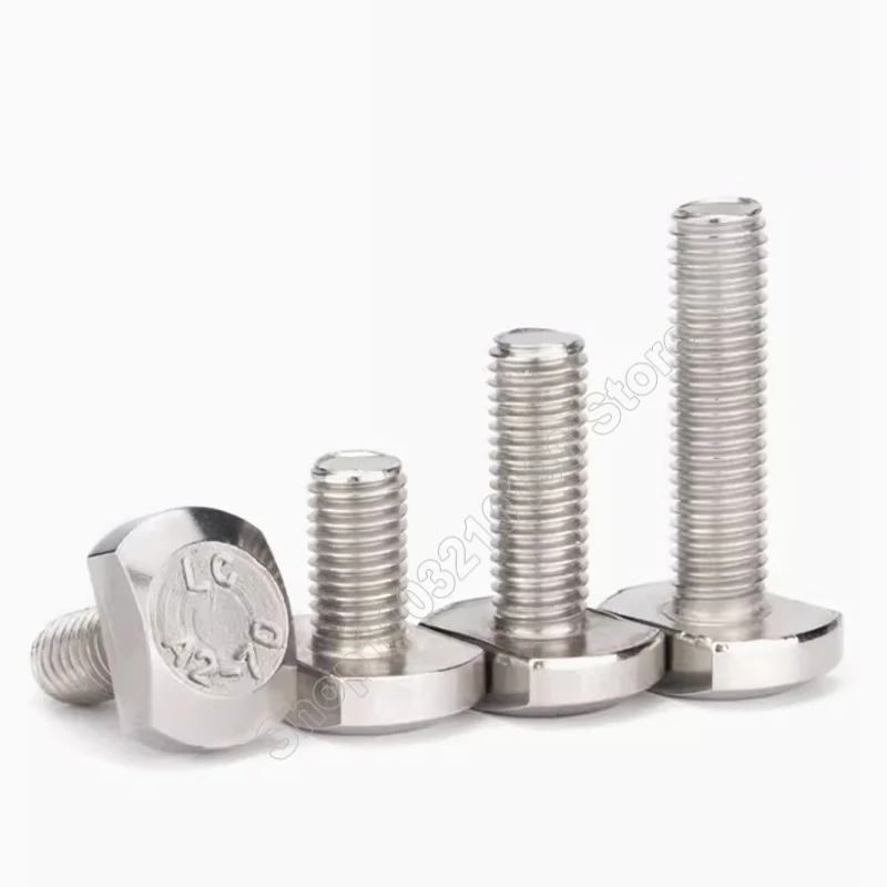 2-10 قطعة 304 الفولاذ المقاوم للصدأ T المطرقة رئيس مسامير M5 M6 M8 M10 M12 T شكل نوع البراغي ل T-فتحة شلال السكك الحديدية ميتري المسار L = 12-70 مللي متر