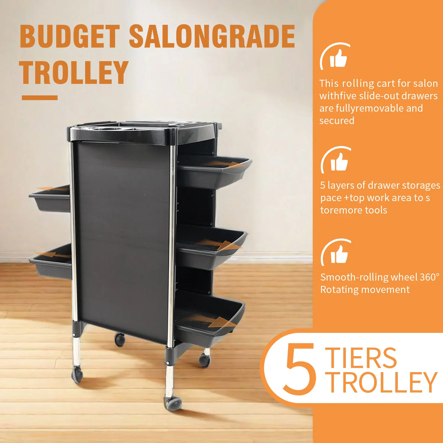 Wholesale OEM Barber Equipment Adjustable Practical Trolley for Salon