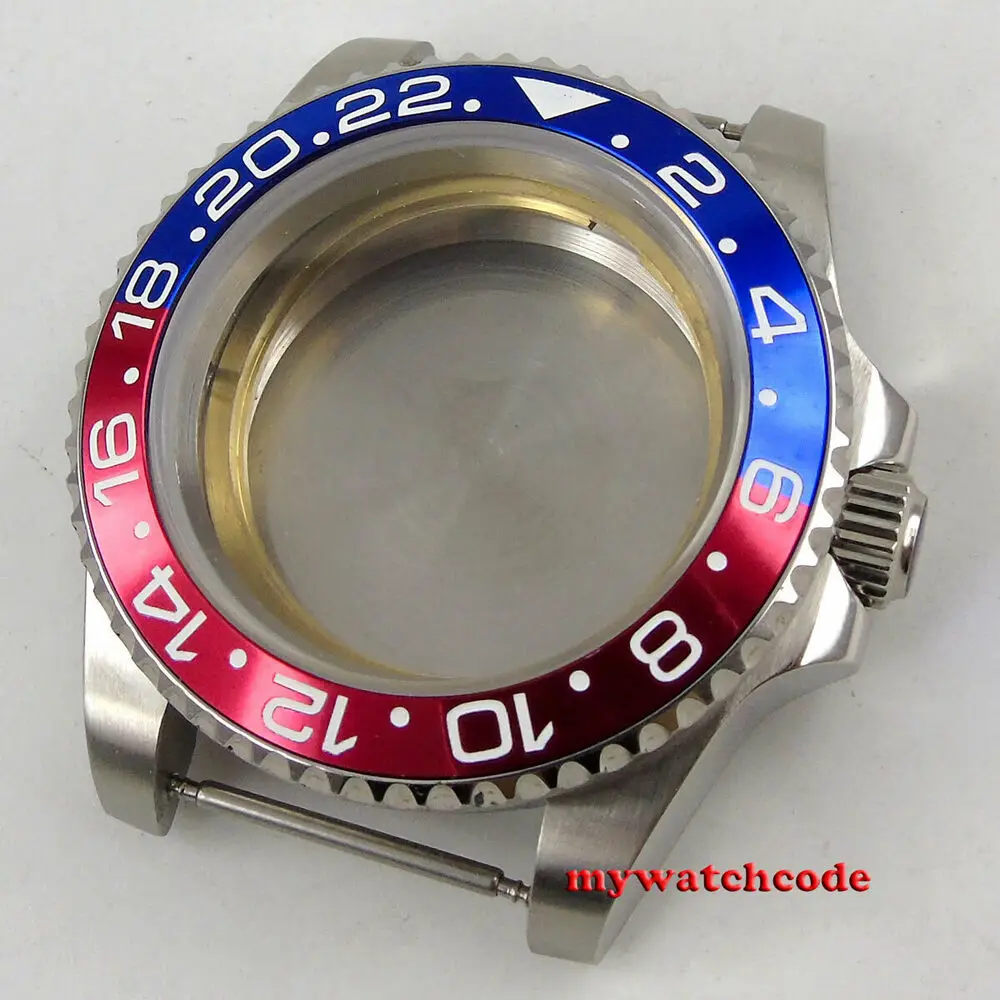 40mm Flat Sapphire Glass Red Blue Bezel Watch Case Fit ETA 2824 2836 Miyota 8215 821A NH35A NH36A Movement MOVEMENT