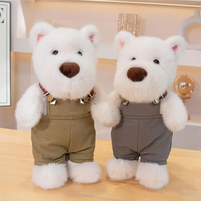 

30CM West Highland Dog Plush Toys Cute Stuffed Animal Overalls Puppy Doll Baby Sleeping Pillow Kids Plush Accompanying Toys