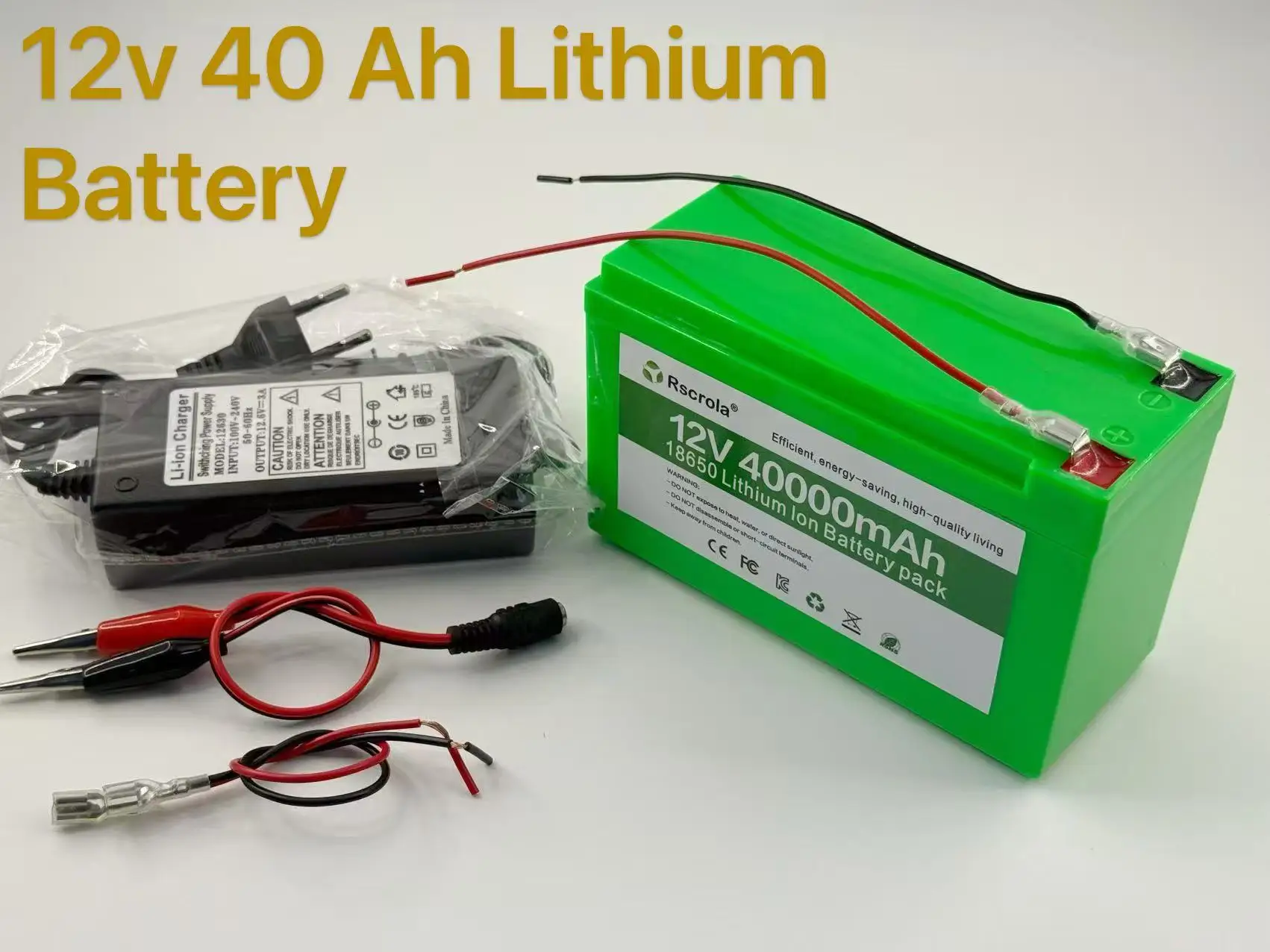 

12V 40Ah Lithium Battery Pack, 18650 Rechargeable DC Power for Sprayer, Portable Speaker, Outdoor Camping,LED Strip Toy Cars