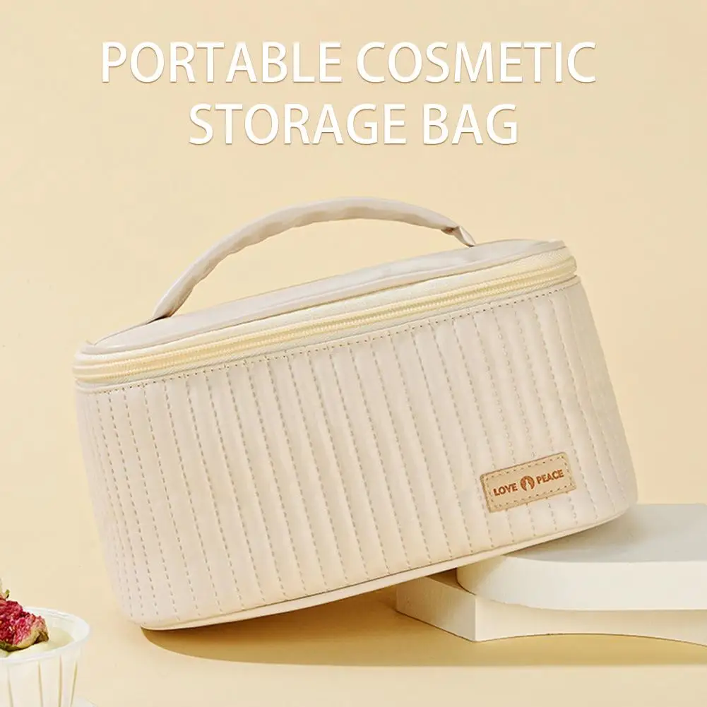 Pretty Plaid Pattern Portable Handle Scratch-resistant Fashion Female Beauty Cosmetic Pouch Cosmetic Bag Store Cosmetics