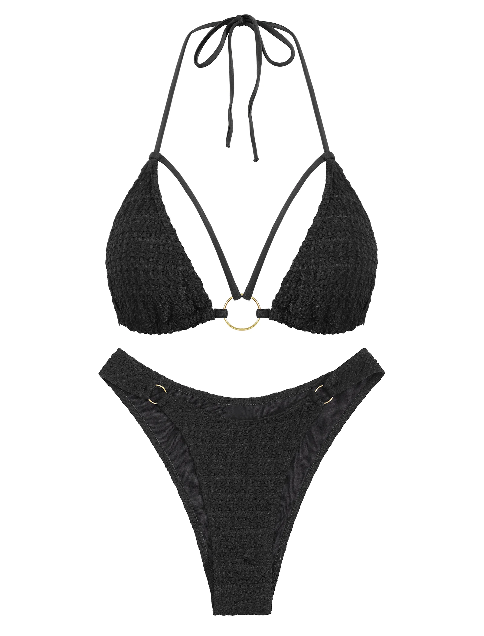 

Womens fashion cute Bathing Suit String Thong Triangle Bikini Suit 2 Piece Backless Swimsuits Summer Beach outfits High Leg Swim