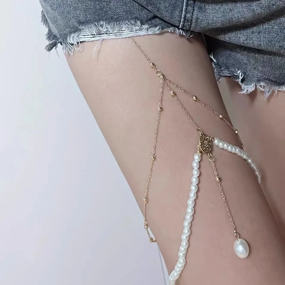 New European American Fashion Thigh Chain Women Nightclub Romantic Su Pendant Creative Personali Light Luxury Temperament