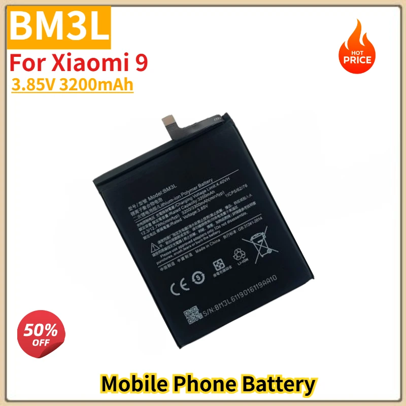 

BM3L High Quality Phone Battery 3.85V 3200mAh For Xiaomi 9 MI9 M9 MI 9 Brand New Replacement Battery