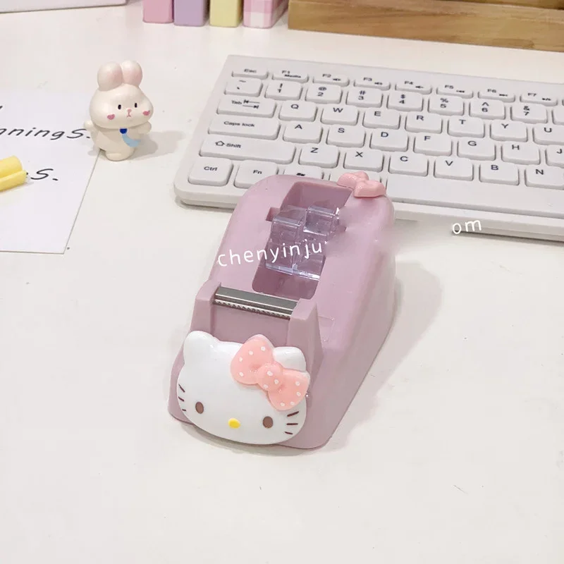 Sanrio Kawaii Hello Kitty Tape Holder MyMelody Cinnamoroll Student Cartoon Desktop Non-Slip Transparent Hand Account Tape Holder